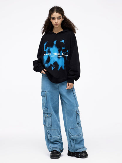 Abstraction Shadow Print Hoodie